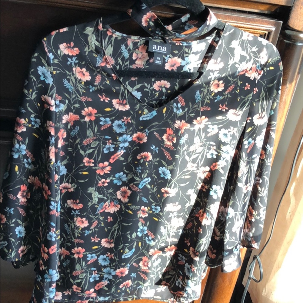 A.N.A Floral Blouse with attached choker